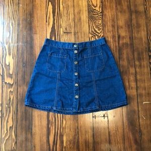 Flared mini jean skirt